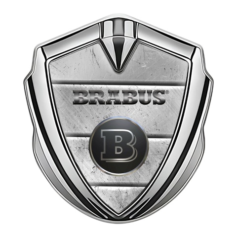 Mercedes Brabus Fender Emblem Badge Silver Scratched Metal Design