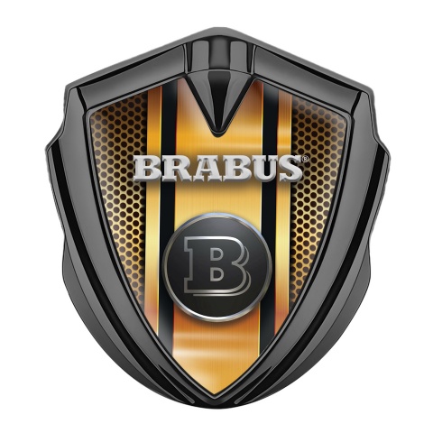 Mercedes Brabus Fender Emblem Badge Graphite Orange Color Mesh