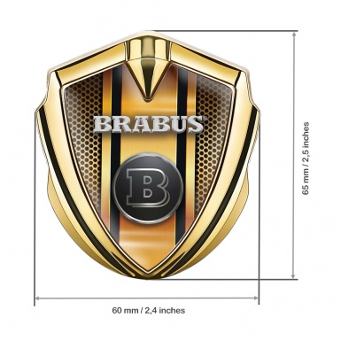 Mercedes Brabus Fender Emblem Badge Gold Orange Color Mesh