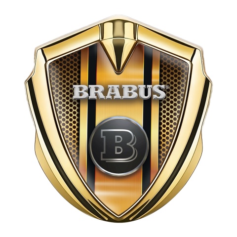 Mercedes Brabus Fender Emblem Badge Gold Orange Color Mesh