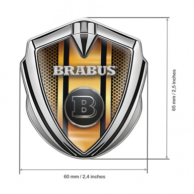 Mercedes Brabus Fender Emblem Badge Silver Orange Color Mesh