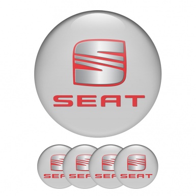 Seat  Domed Stickers Wheel Center Cap 3D Style Gray and Red 