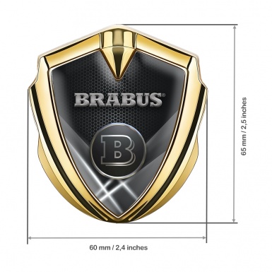 Mercedes Brabus Fender Emblem Badge Gold Greyscale Lines Design
