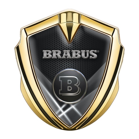 Mercedes Brabus Fender Emblem Badge Gold Greyscale Lines Design