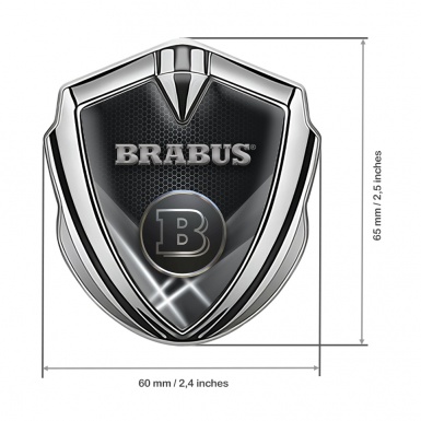 Mercedes Brabus Fender Emblem Badge Silver Greyscale Lines Design