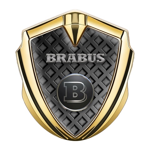 Mercedes Brabus Trunk Emblem Badge Gold Dark Waffle Design