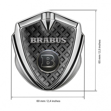 Mercedes Brabus Trunk Emblem Badge Silver Dark Waffle Design