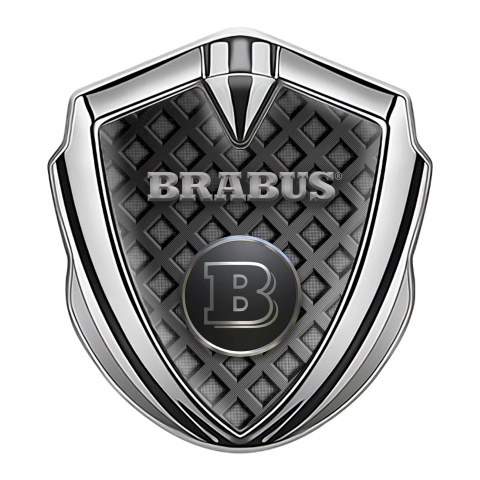 Mercedes Brabus Trunk Emblem Badge Silver Dark Waffle Design