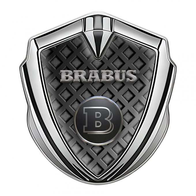 Mercedes Brabus Trunk Emblem Badge Silver Dark Waffle Design