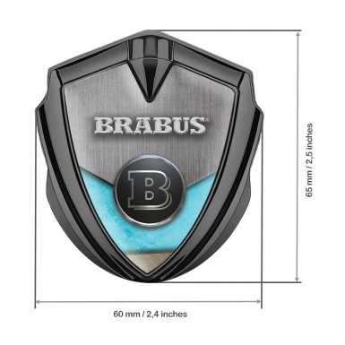 Mercedes Brabus 3D Car Metal Emblem Graphite Metal Aqua Blue Edition