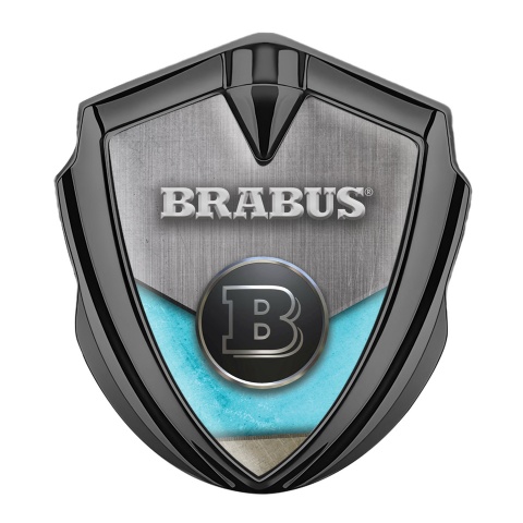 Mercedes Brabus 3D Car Metal Emblem Graphite Metal Aqua Blue Edition