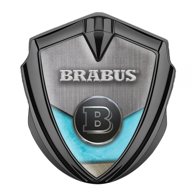 Mercedes Brabus 3D Car Metal Emblem Graphite Metal Aqua Blue Edition