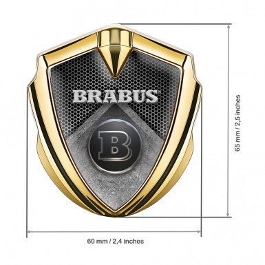 Mercedes Brabus Bodyside Emblem Gold Hexagon Metal Plate