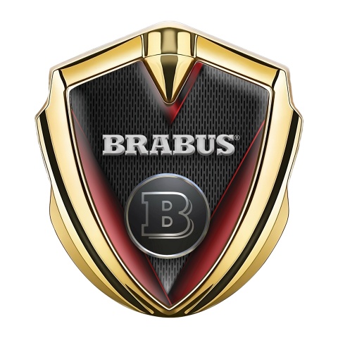 Mercedes Brabus Fender Emblem Badge Gold Red Line Front Grill