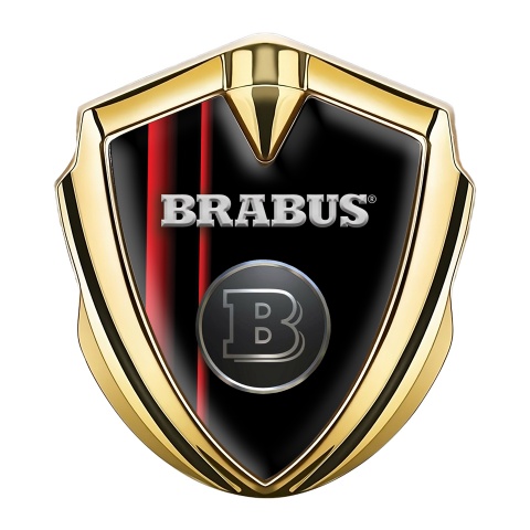 Mercedes Brabus Self Adhesive Bodyside Emblem Gold Black Red Stripes