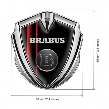 Mercedes Brabus Self Adhesive Bodyside Emblem Silver Black Red Stripes