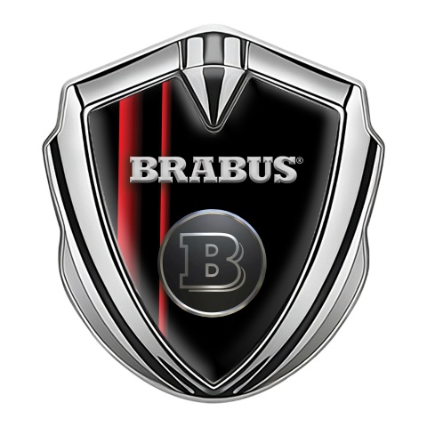 Mercedes Brabus Self Adhesive Bodyside Emblem Silver Black Red Stripes