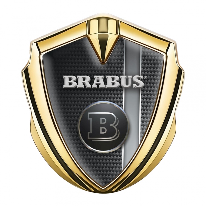 Mercedes Brabus 3D Car Metal Emblem Gold Carbon Lining Design