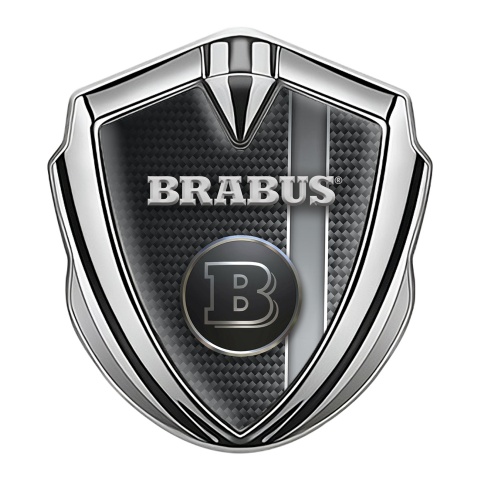 Mercedes Brabus 3D Car Metal Emblem Silver Carbon Lining Design