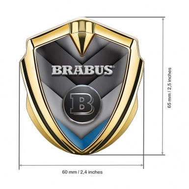 Mercedes Brabus Self Adhesive Bodyside Emblem Gold Blue Chromed Design