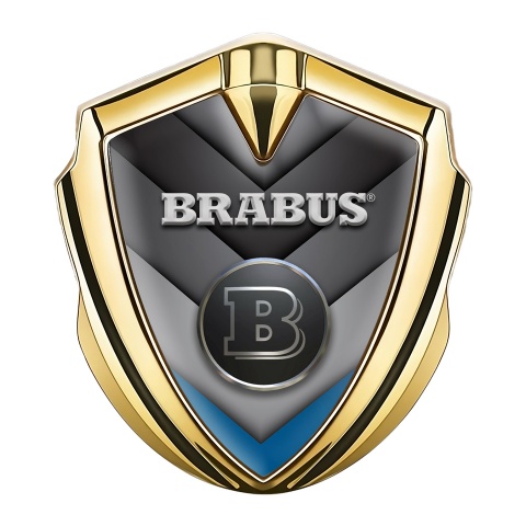 Mercedes Brabus Self Adhesive Bodyside Emblem Gold Blue Chromed Design