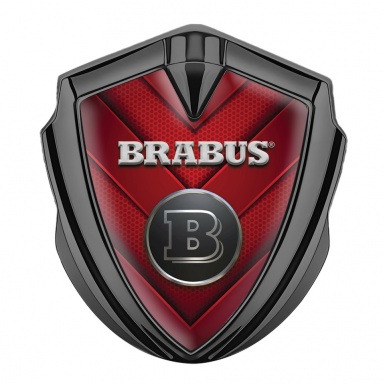 Mercedes Brabus Fender Emblem Badge Graphite Red Stylish Lines Edition