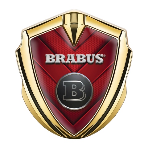 Mercedes Brabus Fender Emblem Badge Gold Red Stylish Lines Edition