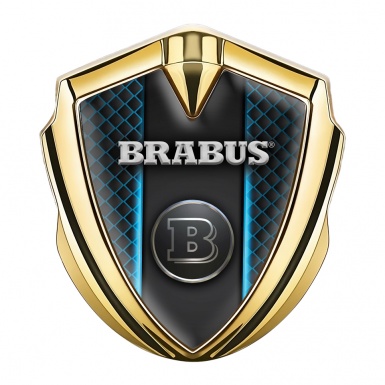 Mercedes Brabus 3D Car Metal Emblem Gold Blue Grill Design
