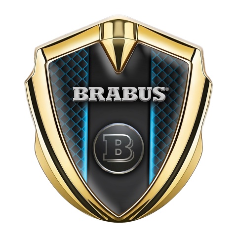 Mercedes Brabus 3D Car Metal Emblem Gold Blue Grill Design