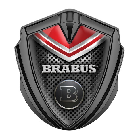 Mercedes Brabus Fender Metal Emblem Badge Graphite Red Shield Edition