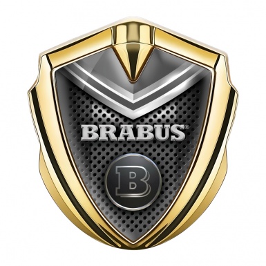 Mercedes Brabus Fender Metal Emblem Badge Gold Grey Shield Edition