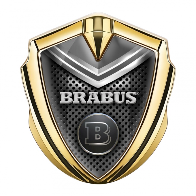 Mercedes Brabus Fender Metal Emblem Badge Gold Grey Shield Edition