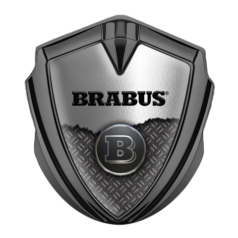 Mercedes Brabus Trunk Emblem Badge Graphite Torn Metal Effect