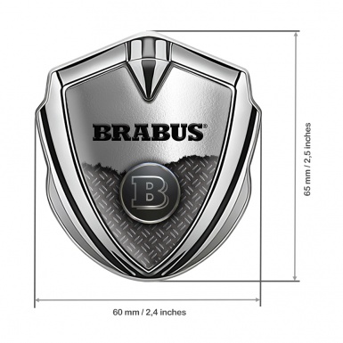 Mercedes Brabus Trunk Emblem Badge Silver Torn Metal Effect