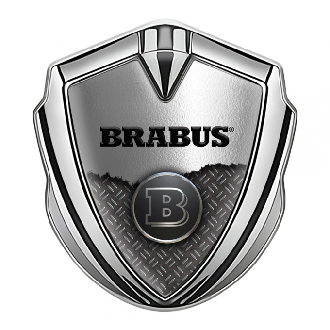 Mercedes Brabus Trunk Emblem Badge Silver Torn Metal Effect