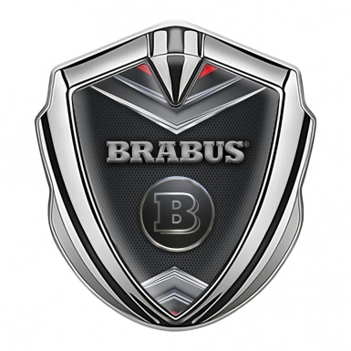 Mercedes Brabus Metal Emblem Self Adhesive Silver Dark Mesh Design
