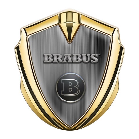 Mercedes Brabus 3D Car Metal Emblem Gold Brushed Aluminum