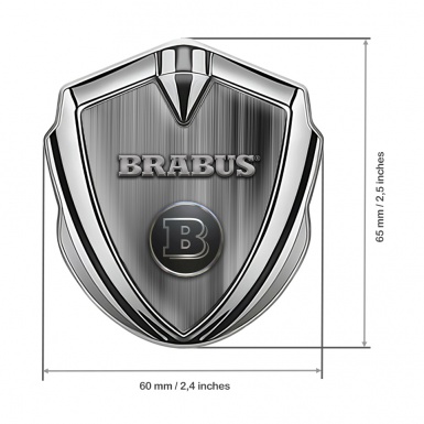 Mercedes Brabus 3D Car Metal Emblem Silver Brushed Aluminum