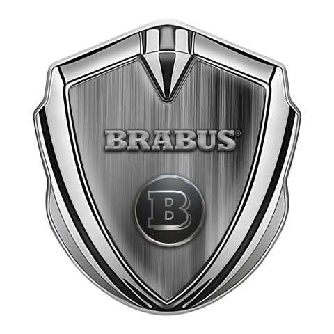 Mercedes Brabus 3D Car Metal Emblem Silver Brushed Aluminum