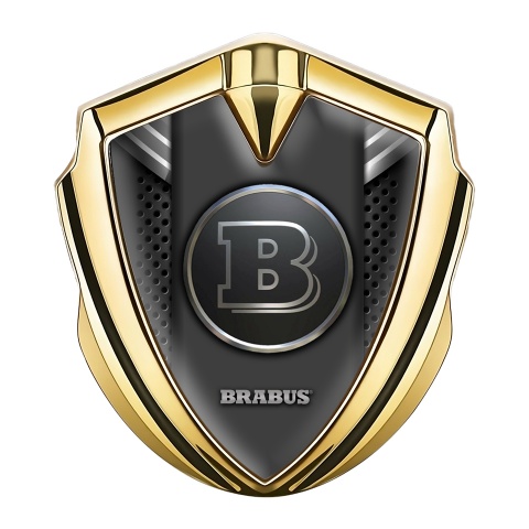 Mercedes Brabus Fender Emblem Badge Gold Metallic Mesh Edition