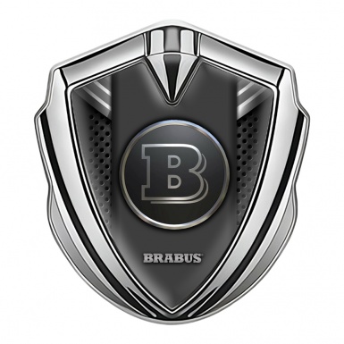 Mercedes Brabus Fender Emblem Badge Silver Metallic Mesh Edition