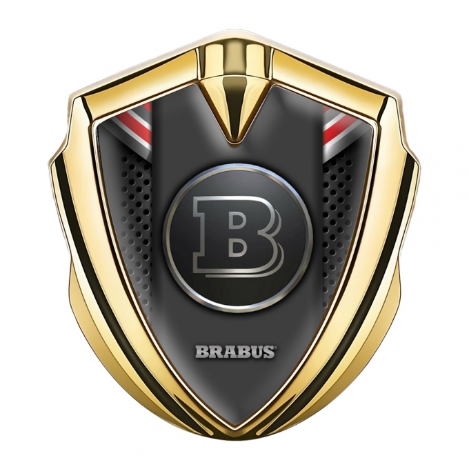 Mercedes Brabus Fender Metal Emblem Badge Gold Color Mesh Design