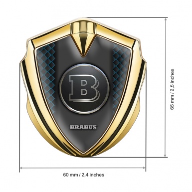 Mercedes Brabus Trunk Metal Emblem Gold Blue Grid Edition