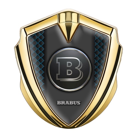 Mercedes Brabus Trunk Metal Emblem Gold Blue Grid Edition