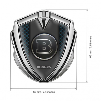 Mercedes Brabus Trunk Metal Emblem Silver Blue Grid Edition