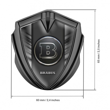 Mercedes Brabus 3D Car Metal Emblem Graphite Grey Stripes Design