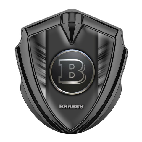 Mercedes Brabus 3D Car Metal Emblem Graphite Grey Stripes Design
