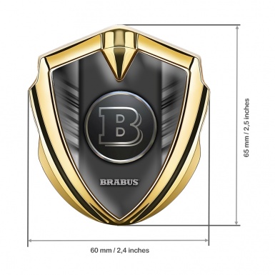 Mercedes Brabus 3D Car Metal Emblem Gold Grey Stripes Design