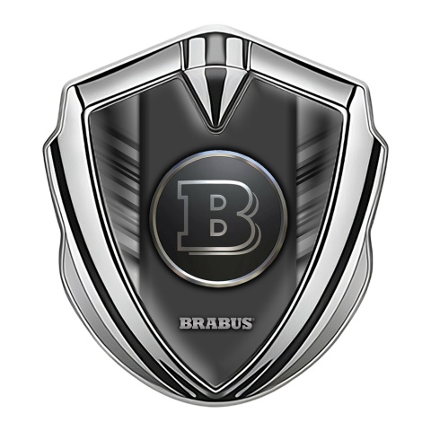 Mercedes Brabus 3D Car Metal Emblem Silver Grey Stripes Design