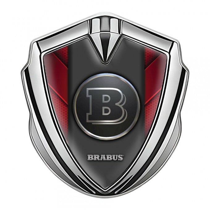 Mercedes Brabus Bodyside Badge Self Adhesive Silver Red Plates